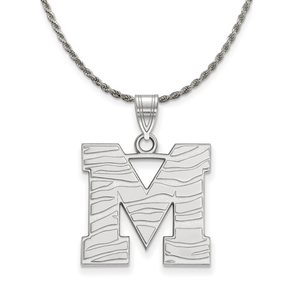 Sterling Silver U. of Memphis Large 'M' Pendant Necklace
