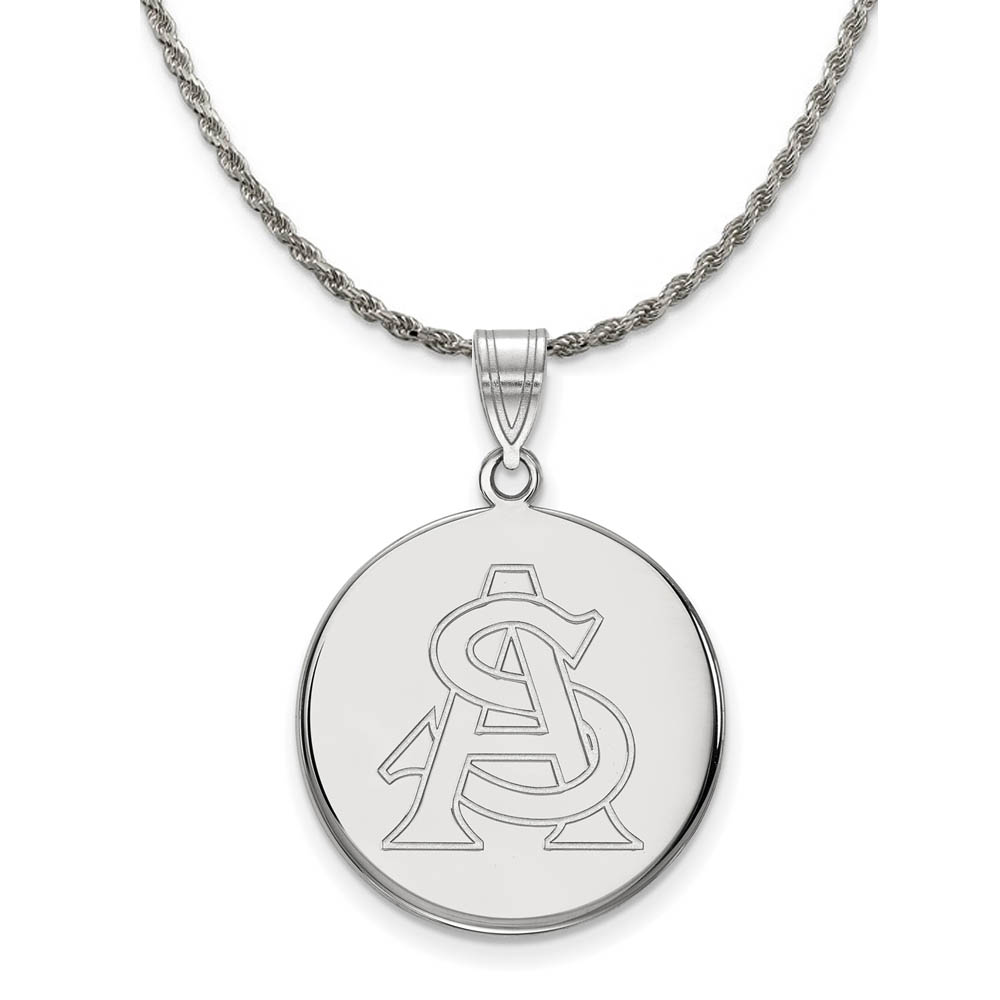 Sterling Silver Arizona State Disc Pendant Necklace