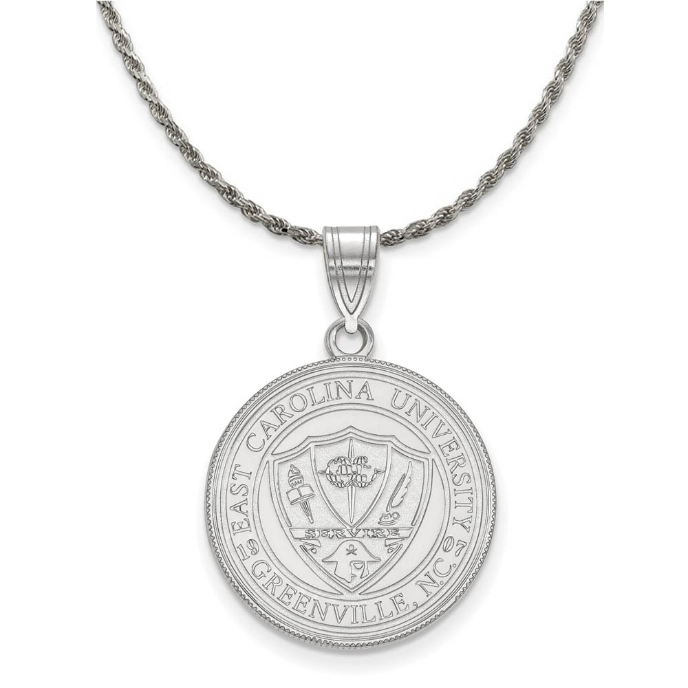 Sterling Silver East Carolina U Crest Disc Necklace