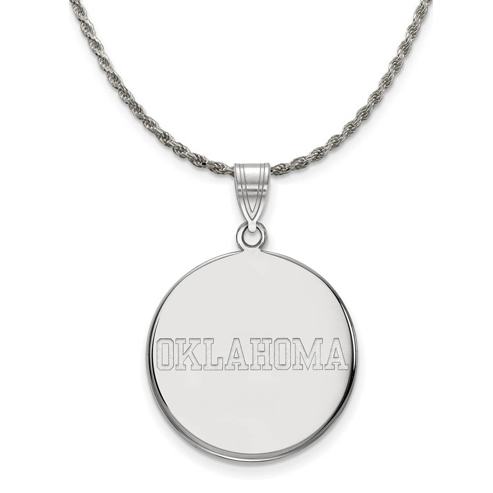 Sterling Silver U. of Oklahoma Disc Pendant Necklace