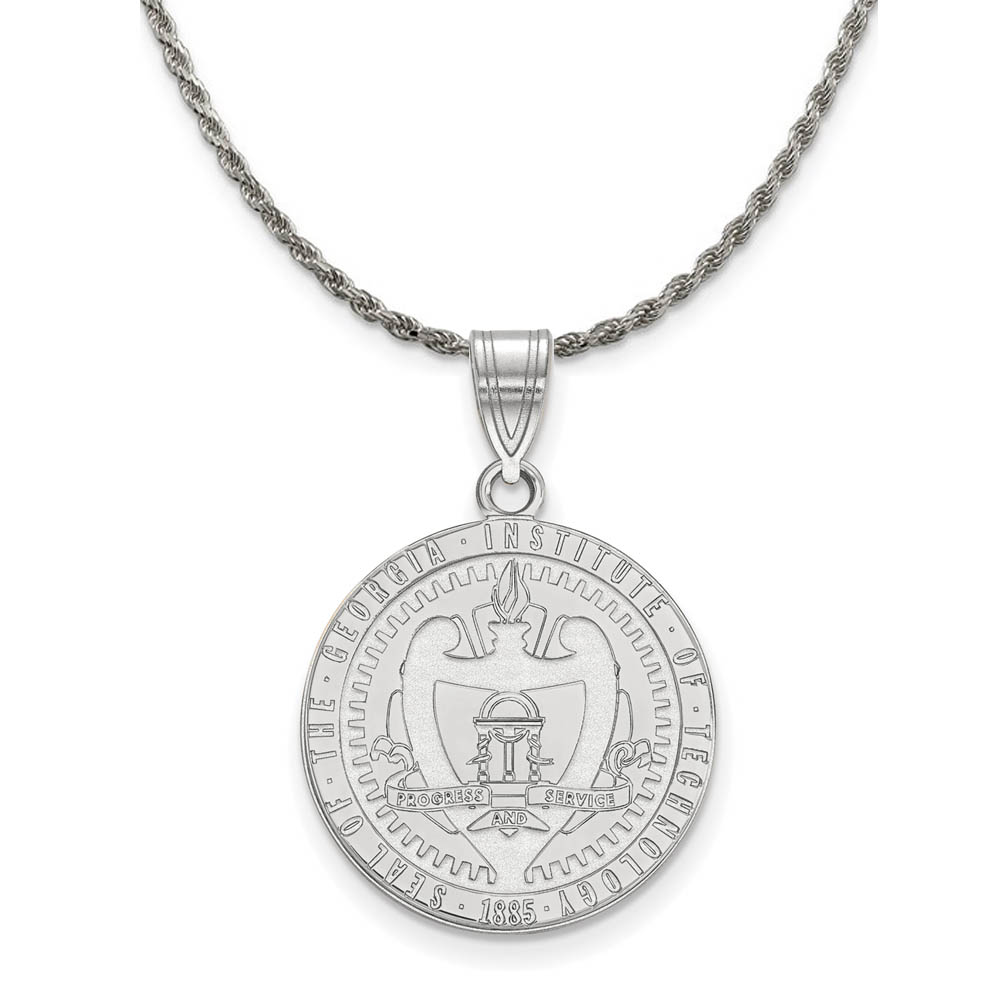 Sterling Silver Georgia Technology Crest Disc Necklace