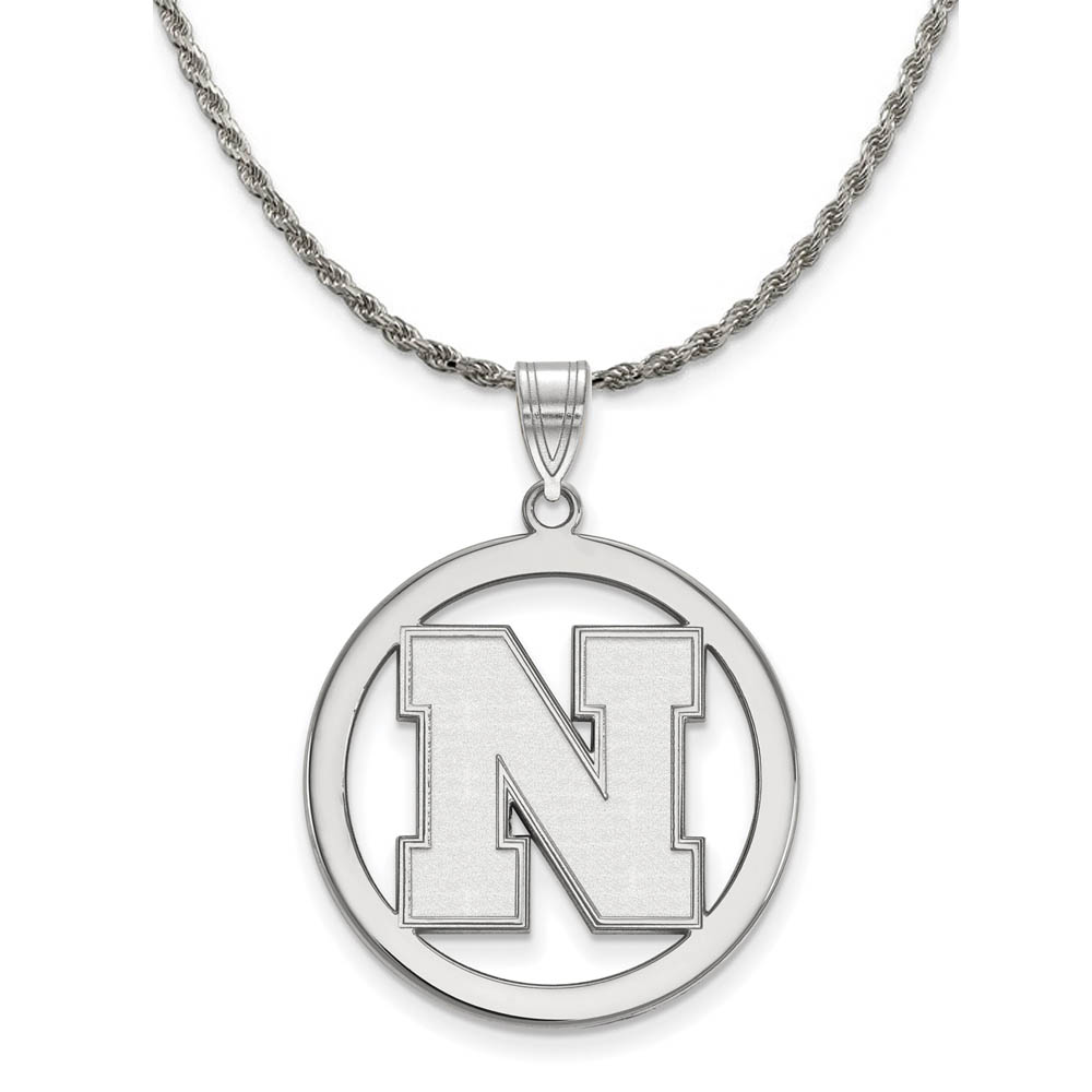 Sterling Silver U. of Nebraska Initial N Circle Necklace