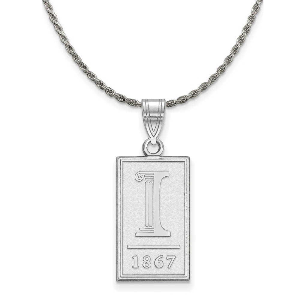 Sterling Silver U. of Illinois Logo Pendant Necklace