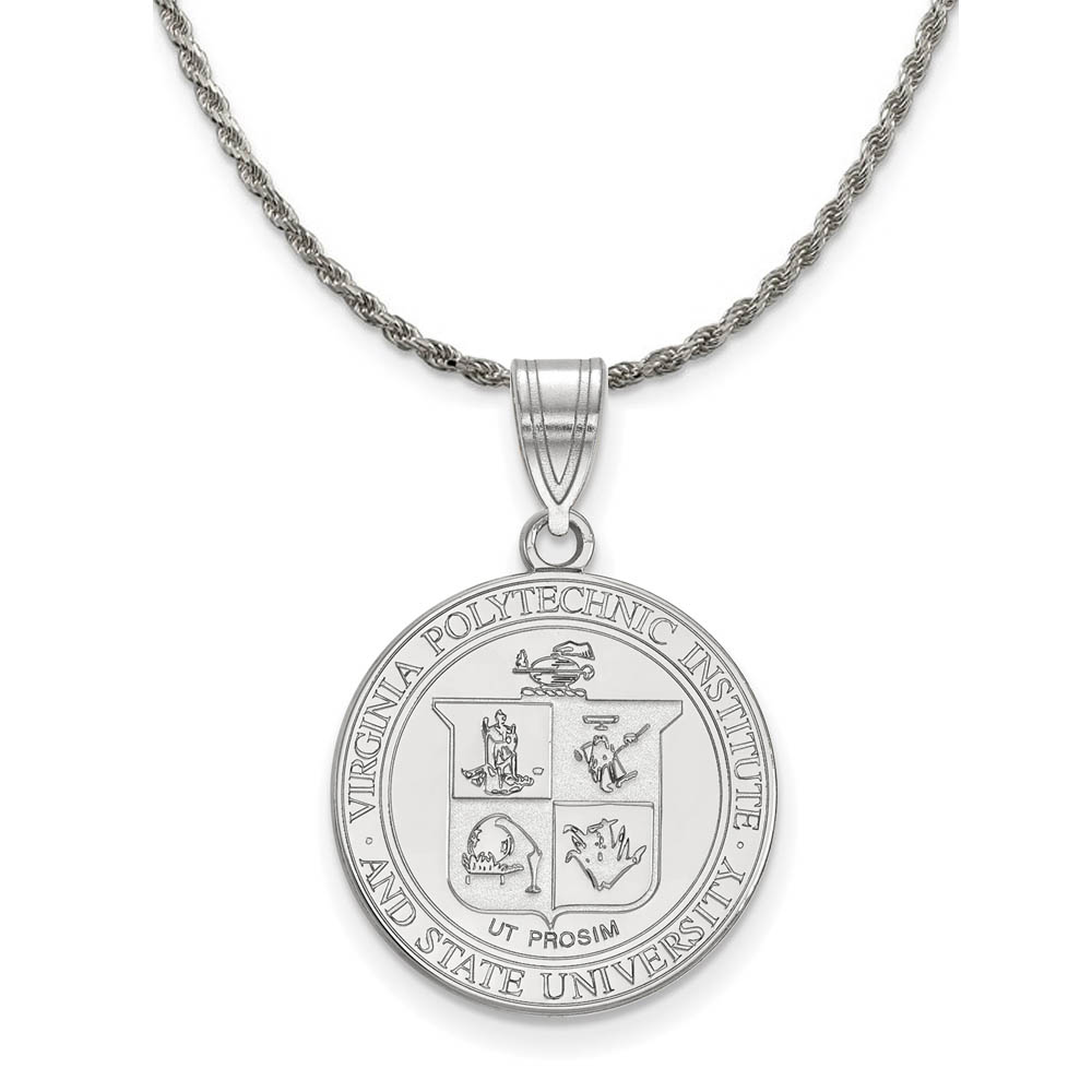 Sterling Silver Virginia Tech Crest Pendant Necklace
