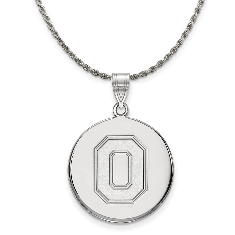 Sterling Silver Ohio State Disc Pendant Necklace