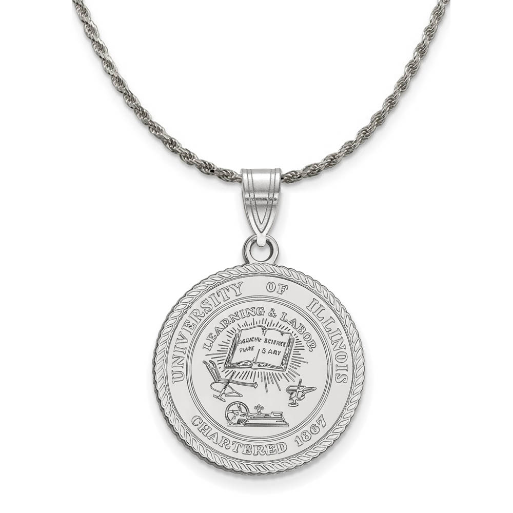 Sterling Silver U. of Illinois Crest Disc Necklace