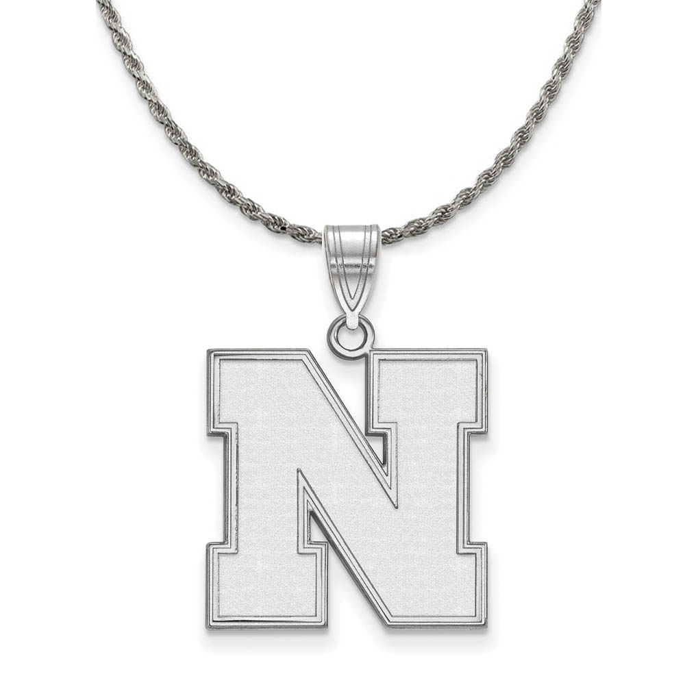 Sterling Silver U of Nebraska Initial N Necklace