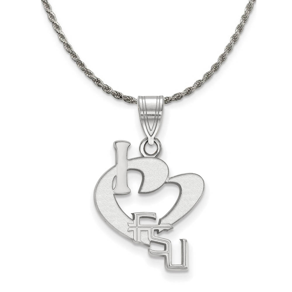Sterling Silver Florida State I Love Logo Necklace