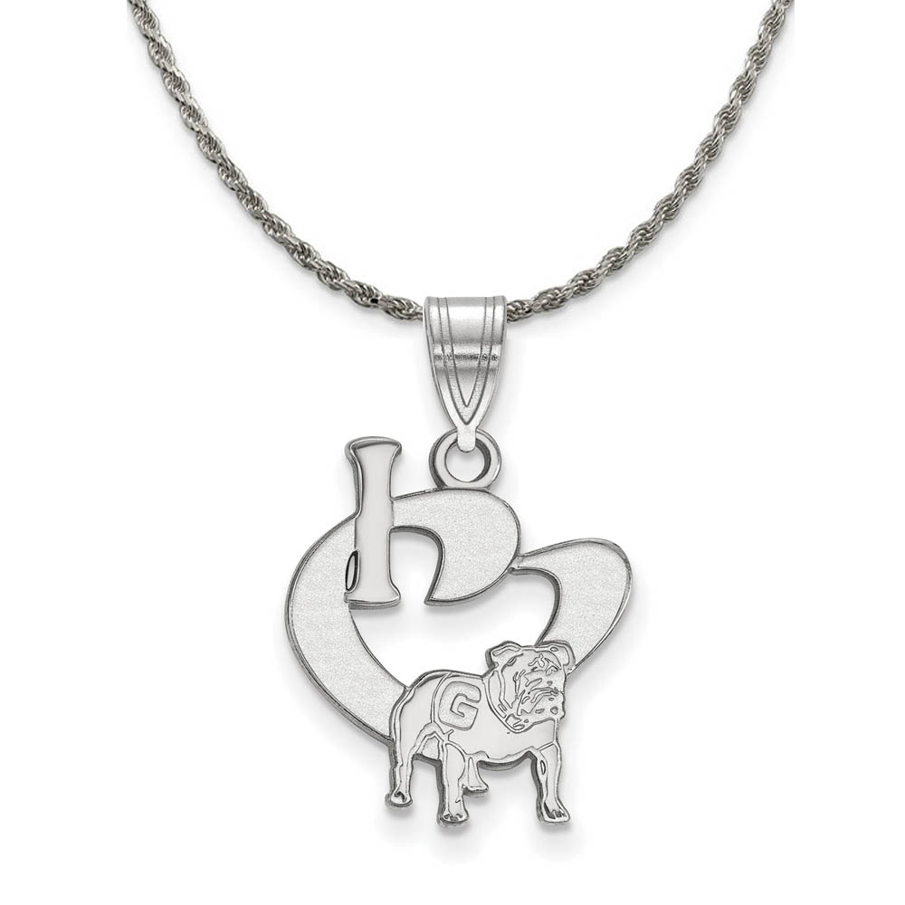 Sterling Silver U. of Georgia I Love Logo Pendant Necklace