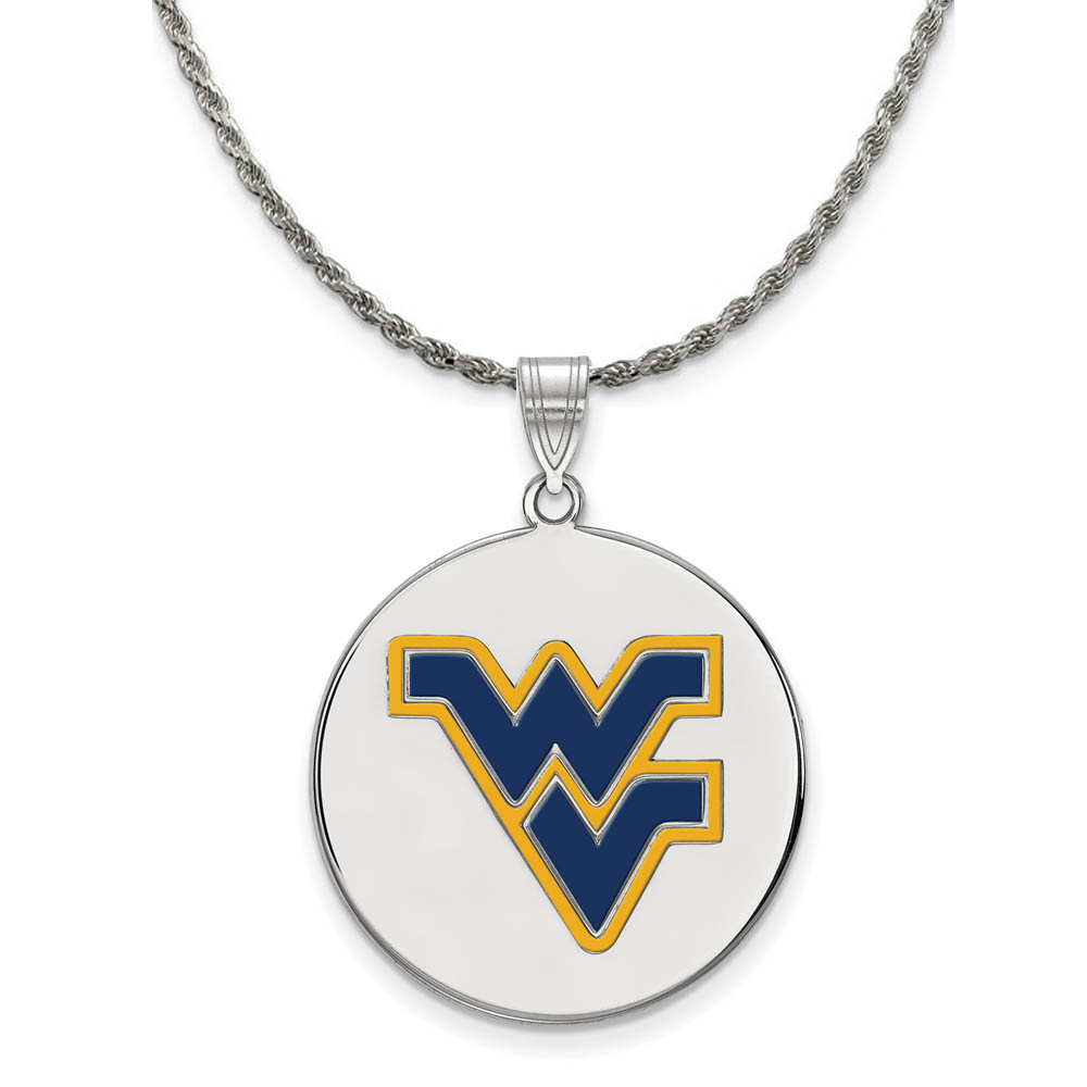 Sterling Silver West Virginia U. Enamel Disc Necklace