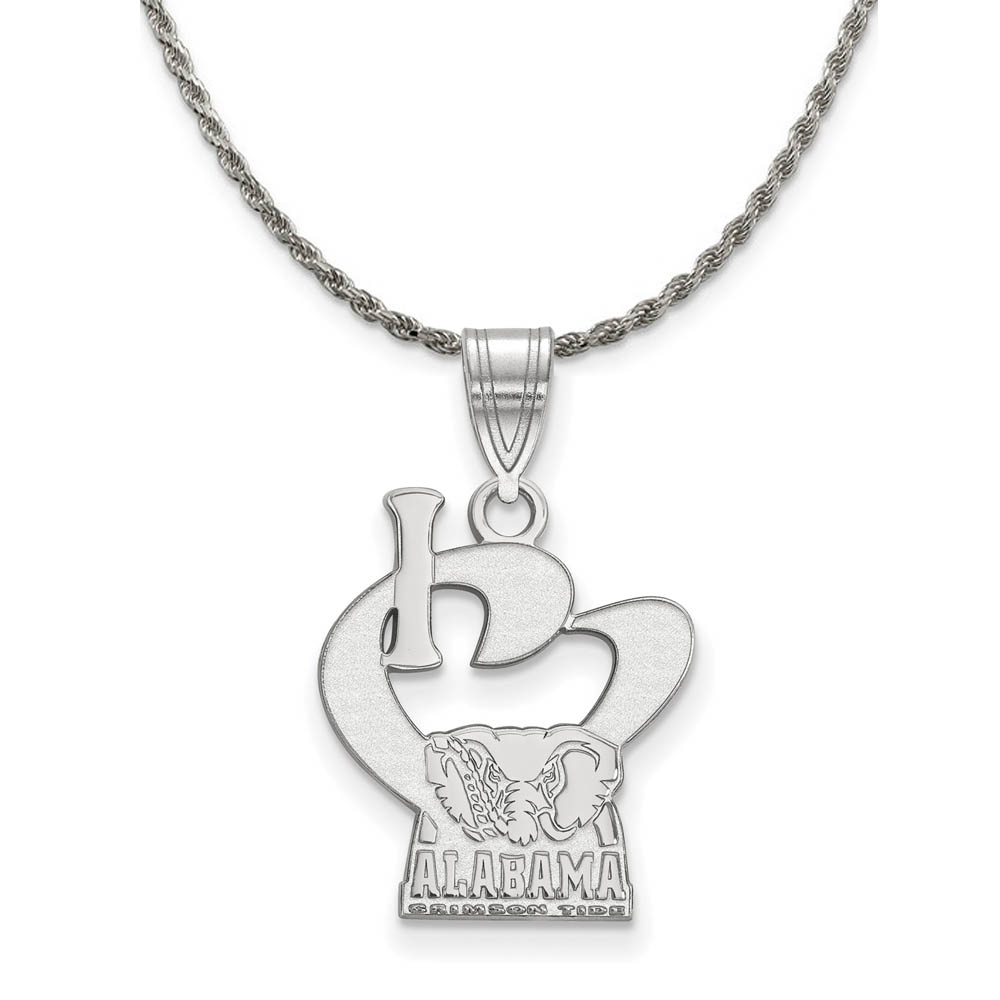 Sterling Silver U. of Alabama I Love Logo Necklace