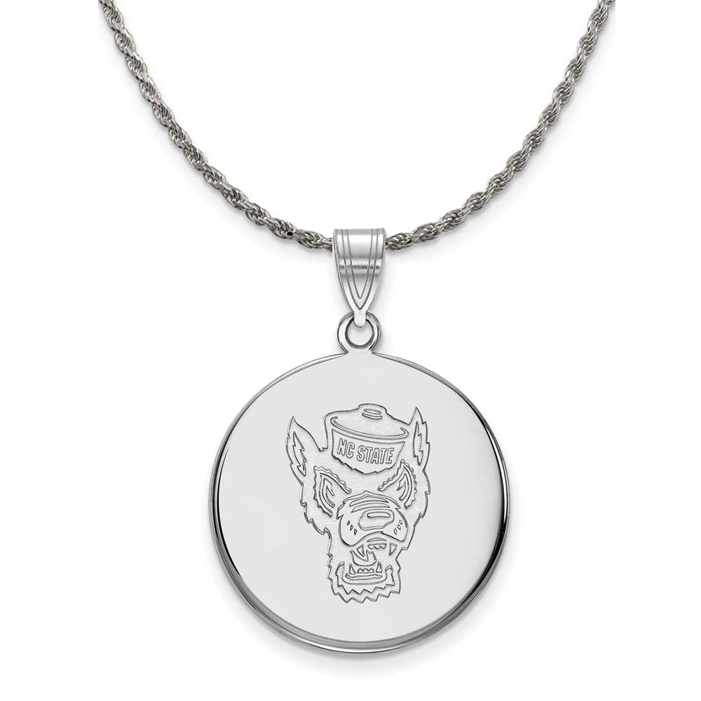 Sterling Silver North Carolina Logo Disc Necklace