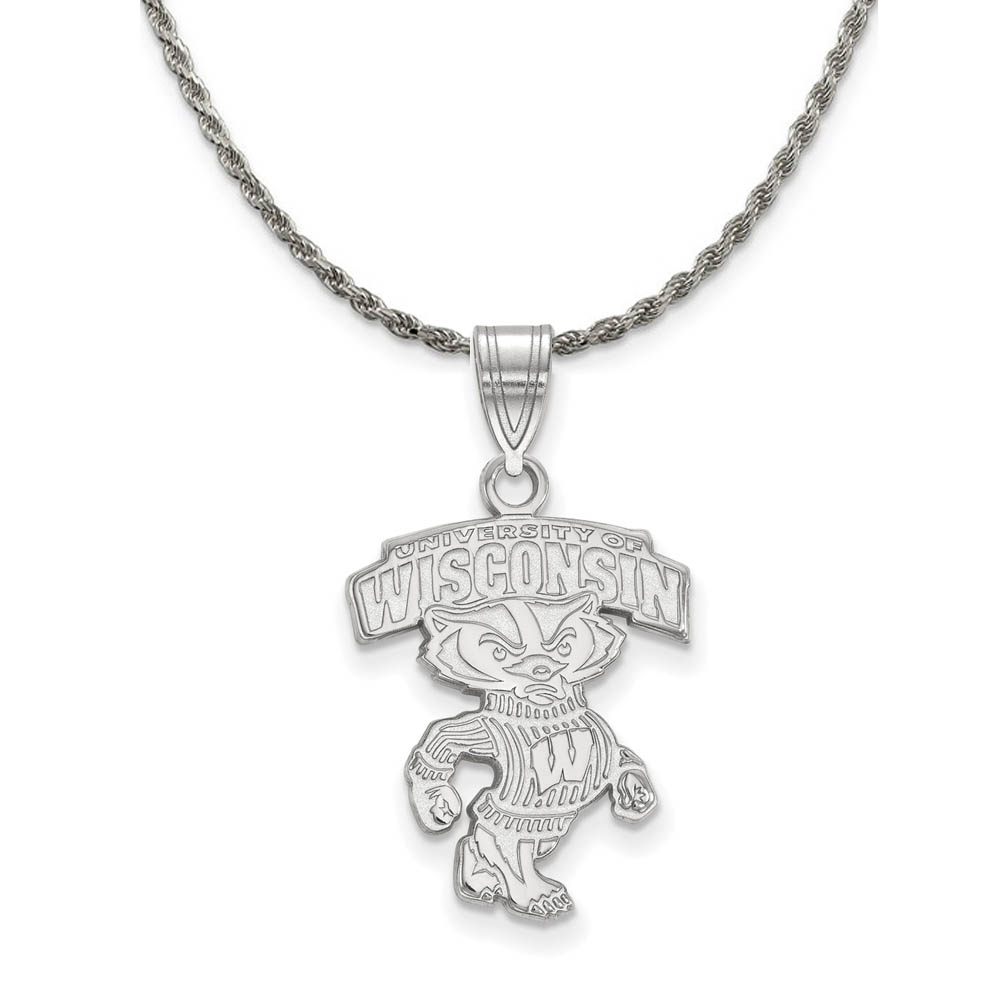 Sterling Silver U. of Wisconsin Logo Badger Necklace