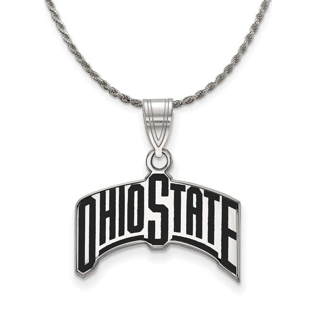 Sterling Silver Ohio State Enamel Pendant Necklace