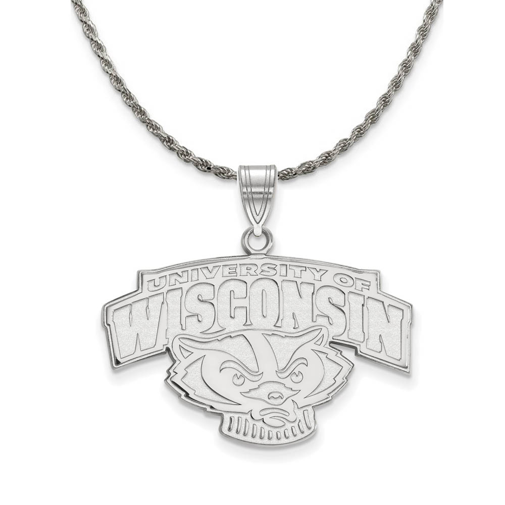 Sterling Silver U. of Wisconsin Badger Logo Necklace