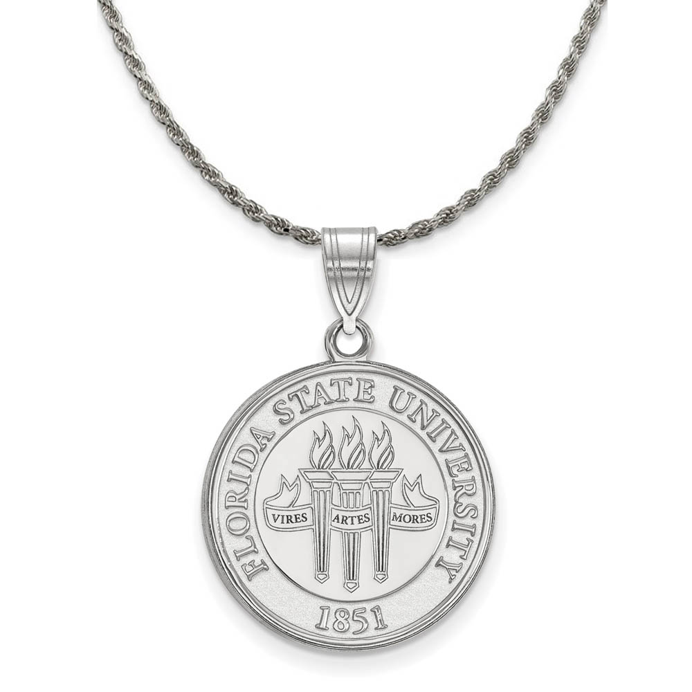 Sterling Silver Florida State Crest Pendant Necklace