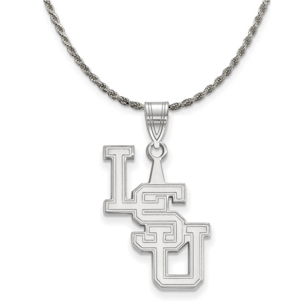 Sterling Silver Louisiana State Large 'L U' Pendant Necklace