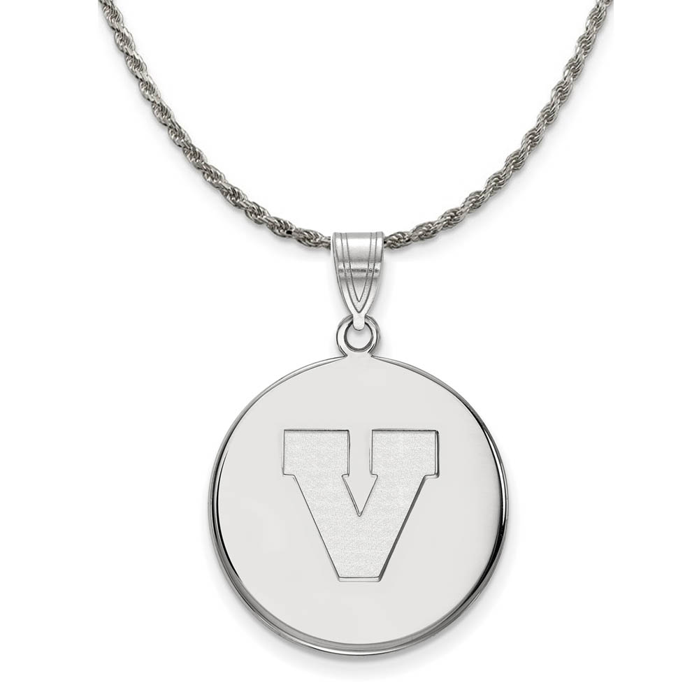 Sterling Silver U. of Virginia Initial V Disc Necklace