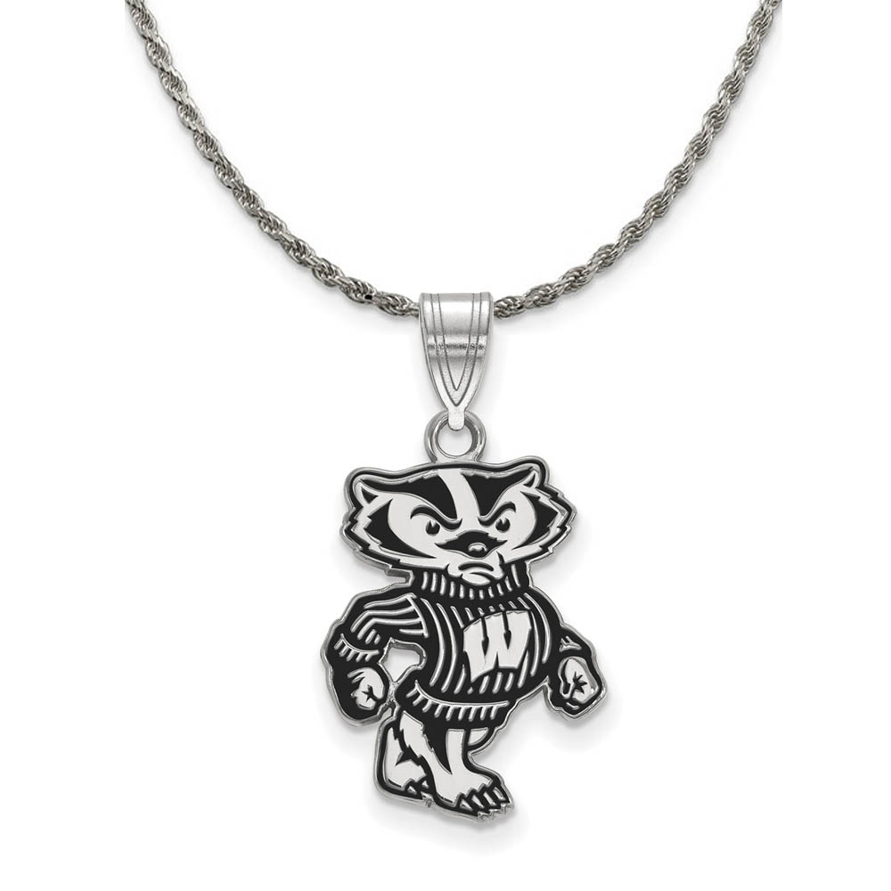 Sterling Silver U. of Wisconsin Logo Enamel Necklace