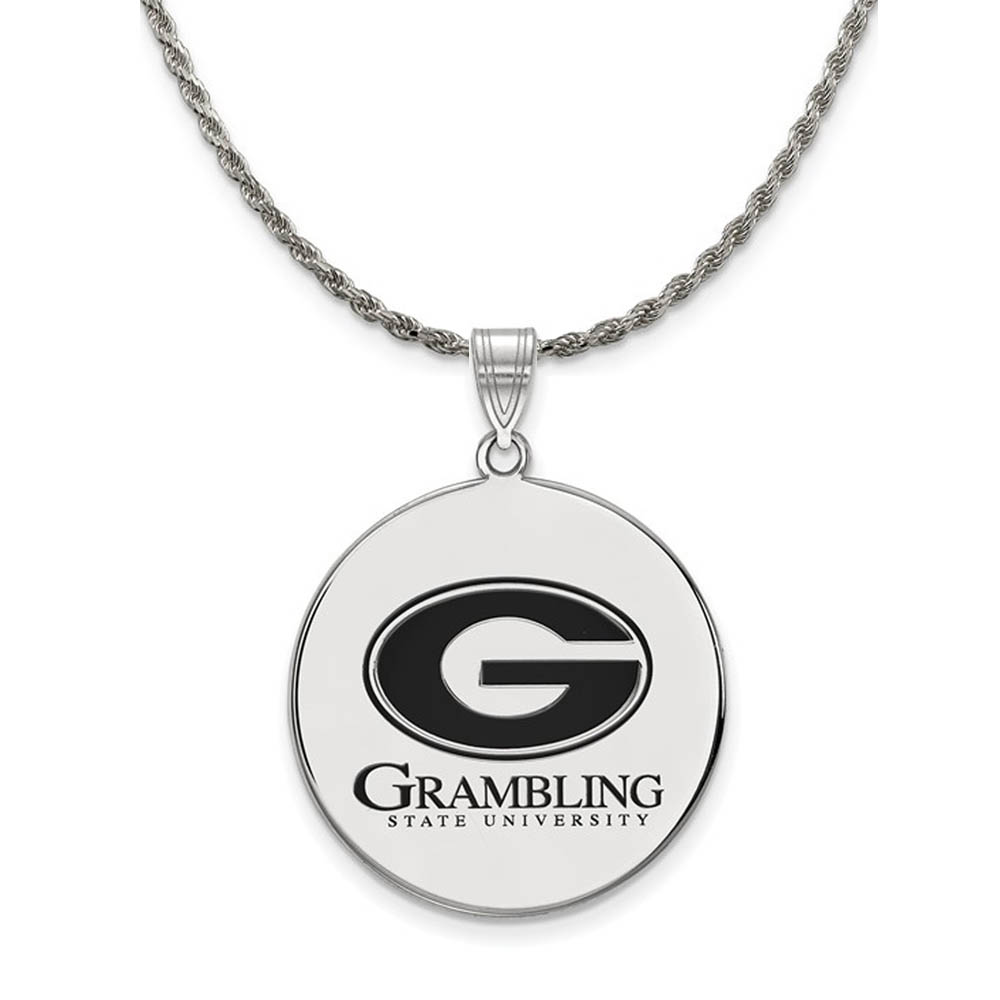 Sterling Silver Grambling State Enamel Disc Necklace