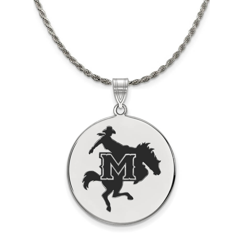 Sterling Silver McNeese State Enamel Disc Necklace