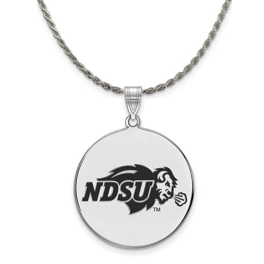 Sterling Silver North Dakota State Enamel Disc Pendant Necklace
