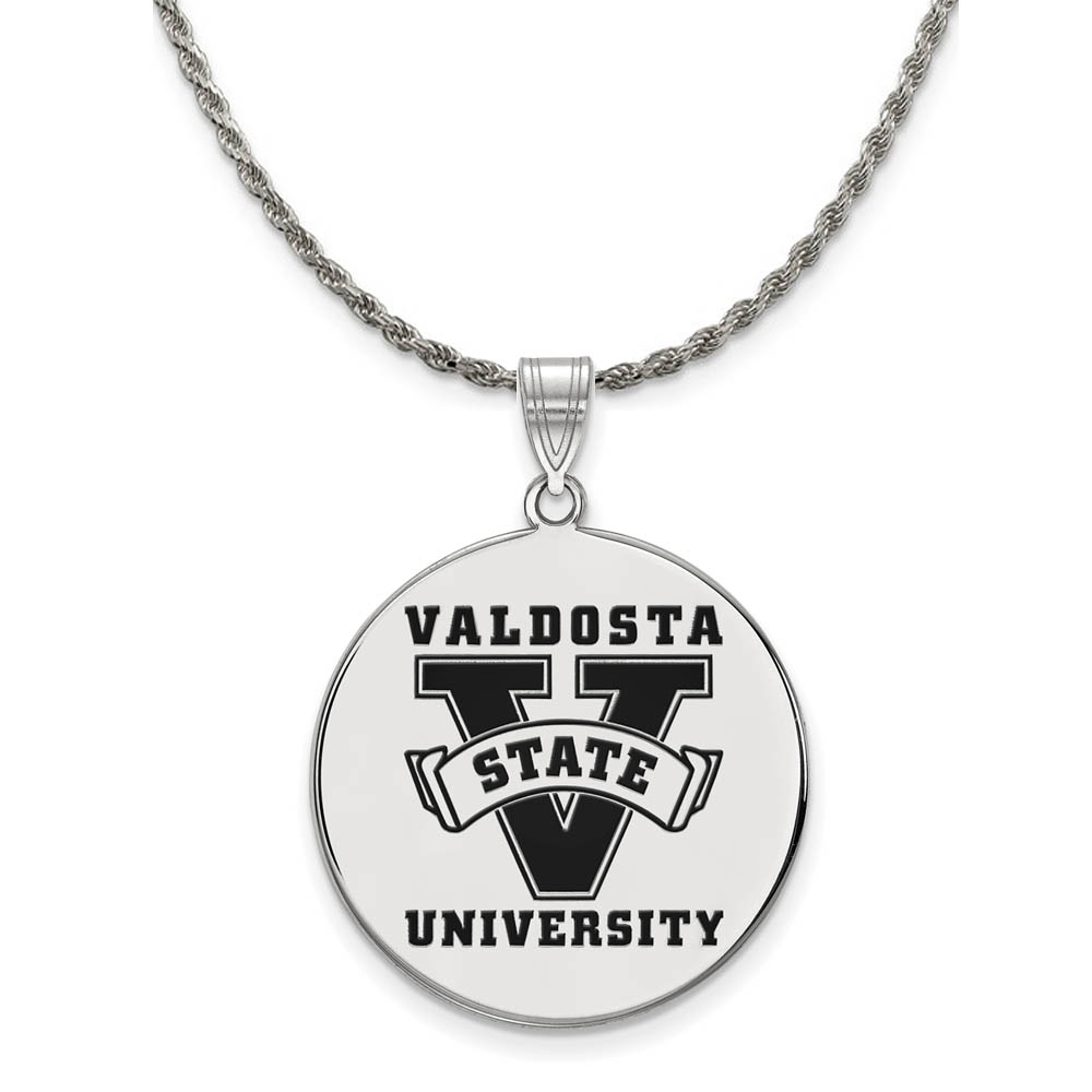 Sterling Silver Valdosta State Enamel Disc Pendant Necklace