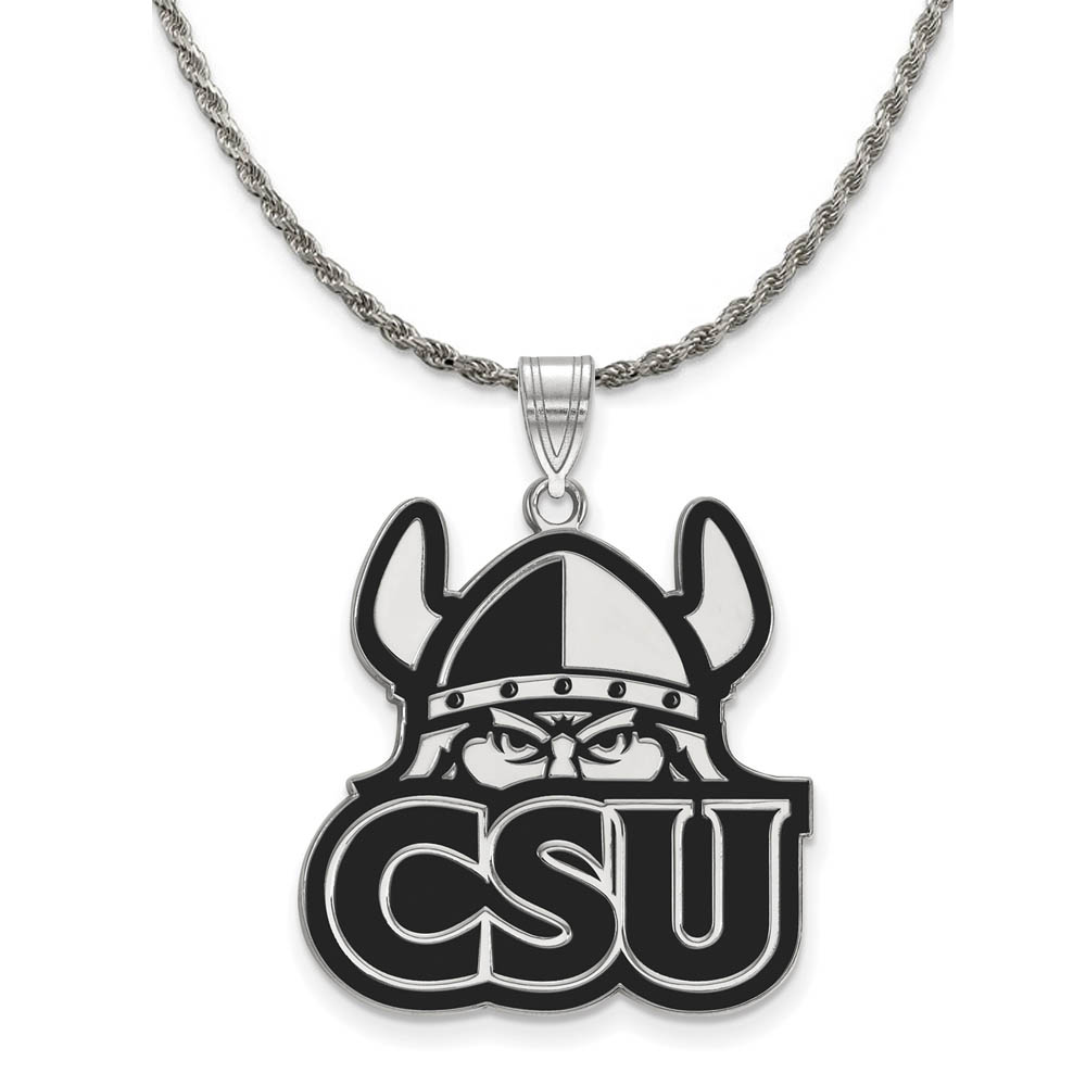 Sterling Silver Cleveland State Enamel Pendant Necklace