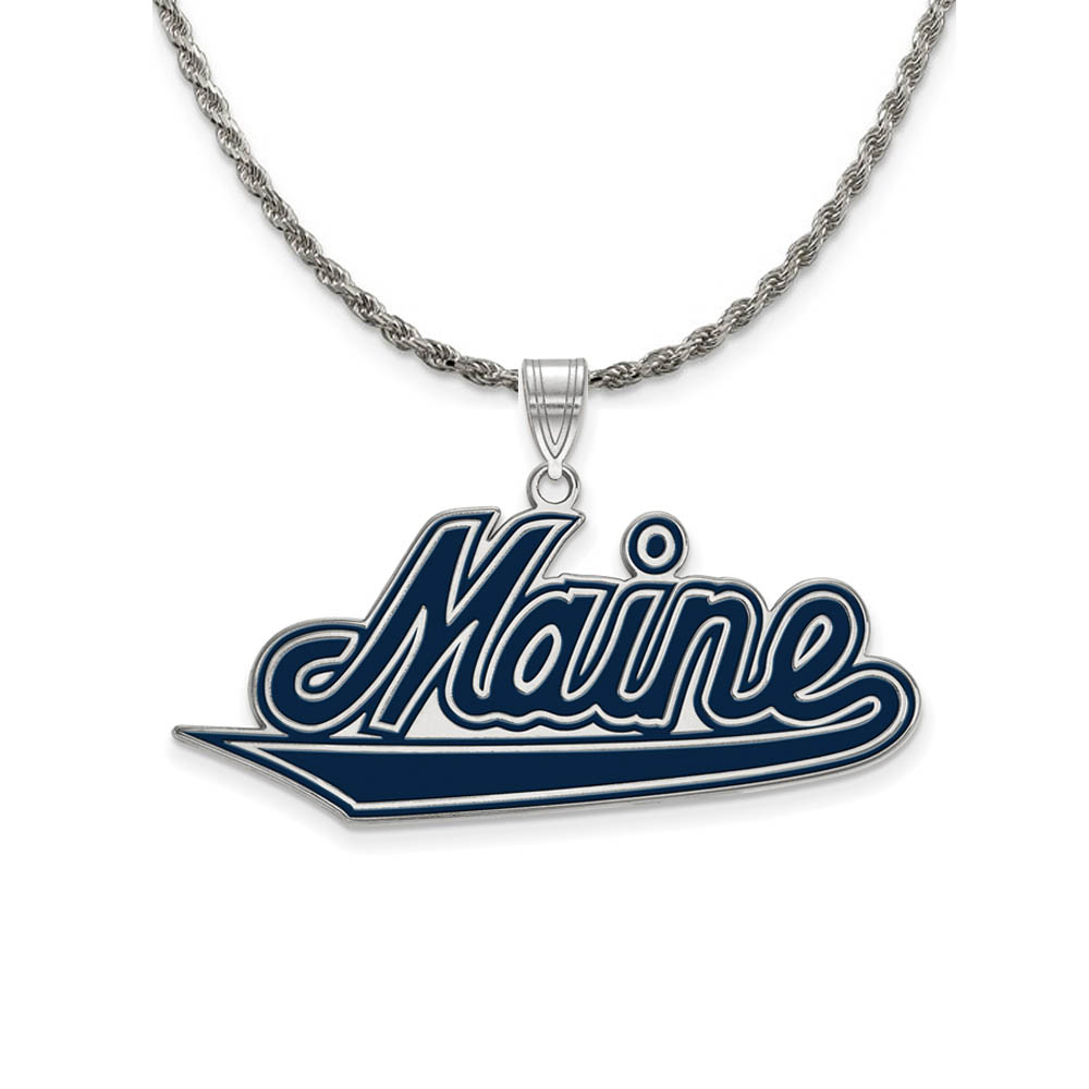 Sterling Silver U. of Maine Enamel Pendant Necklace