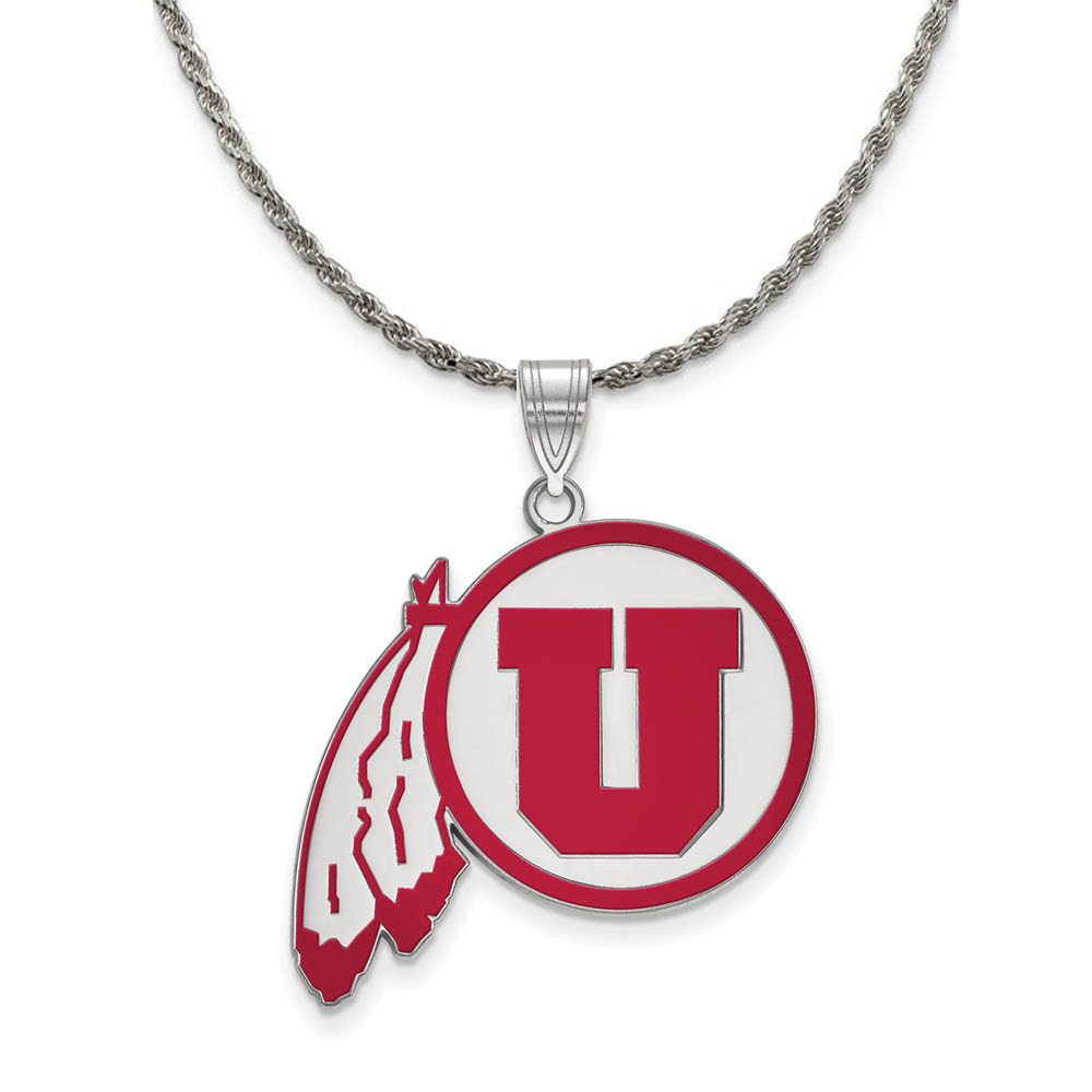 Sterling Silver U. of Utah Enamel Pendant Necklace