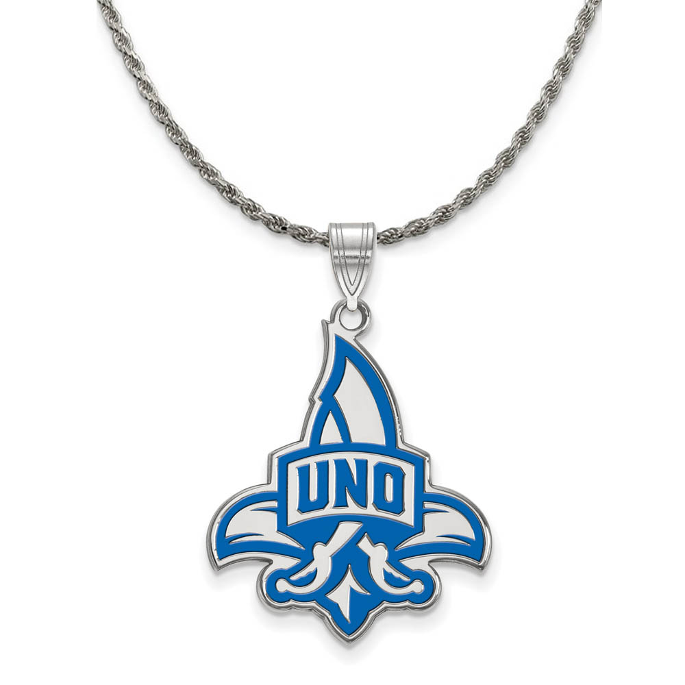 Sterling Silver U. of New Orleans Enamel Pendant Necklace