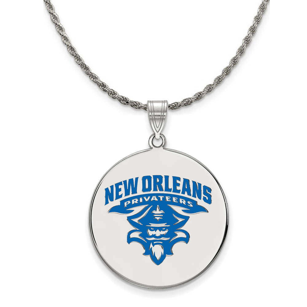 Sterling Silver U. of New Orleans Enamel Disc Necklace