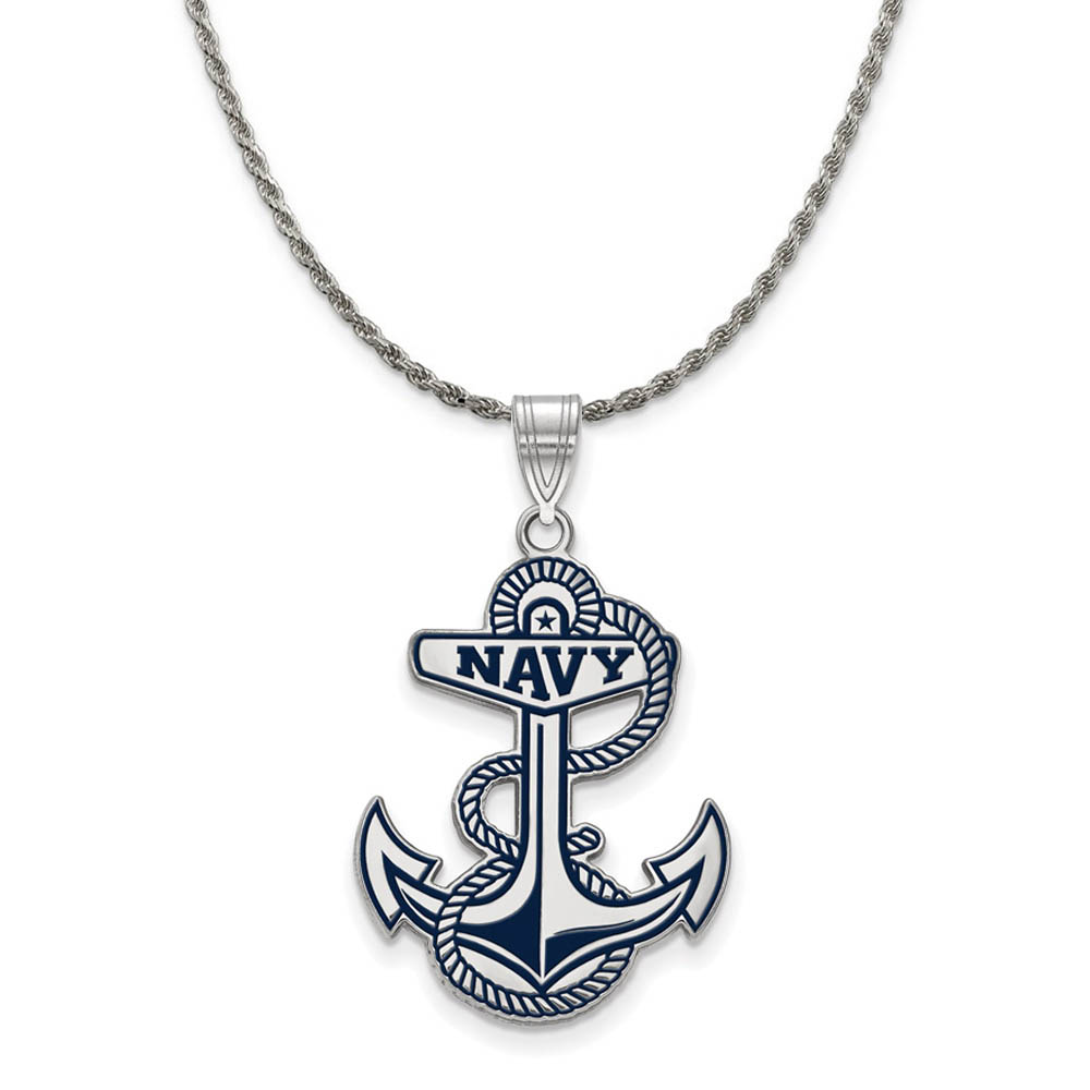 Sterling Silver U.S. Navy Enamel Pendant Necklace