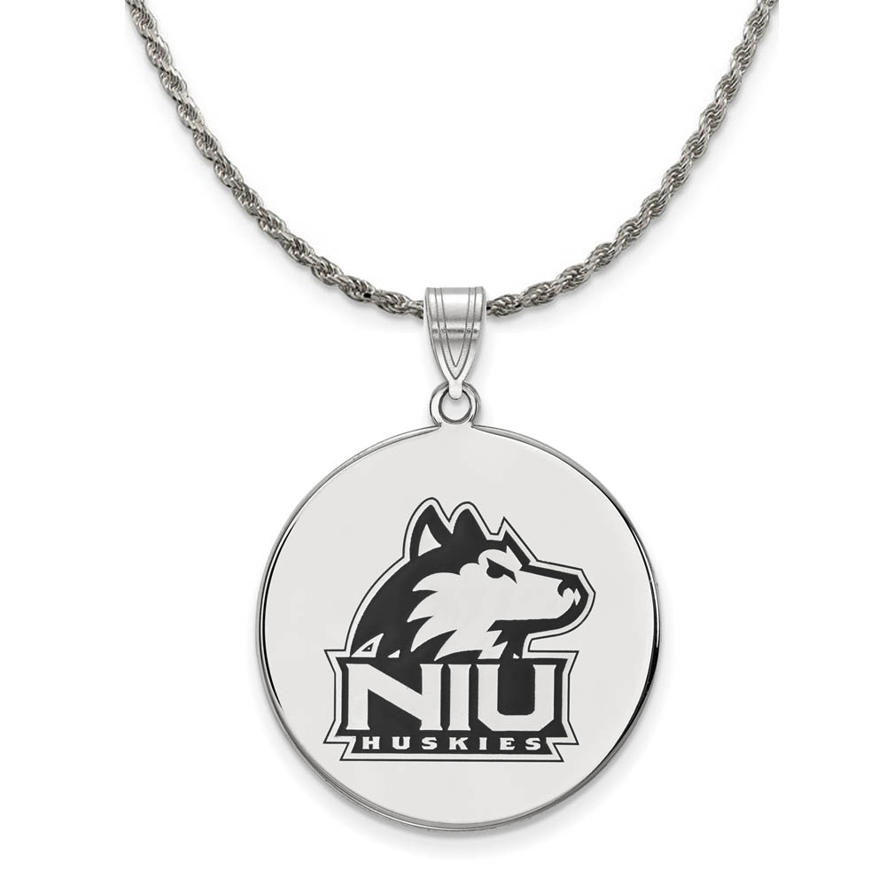Sterling Silver Northern Illinois U. Enamel Logo Necklace
