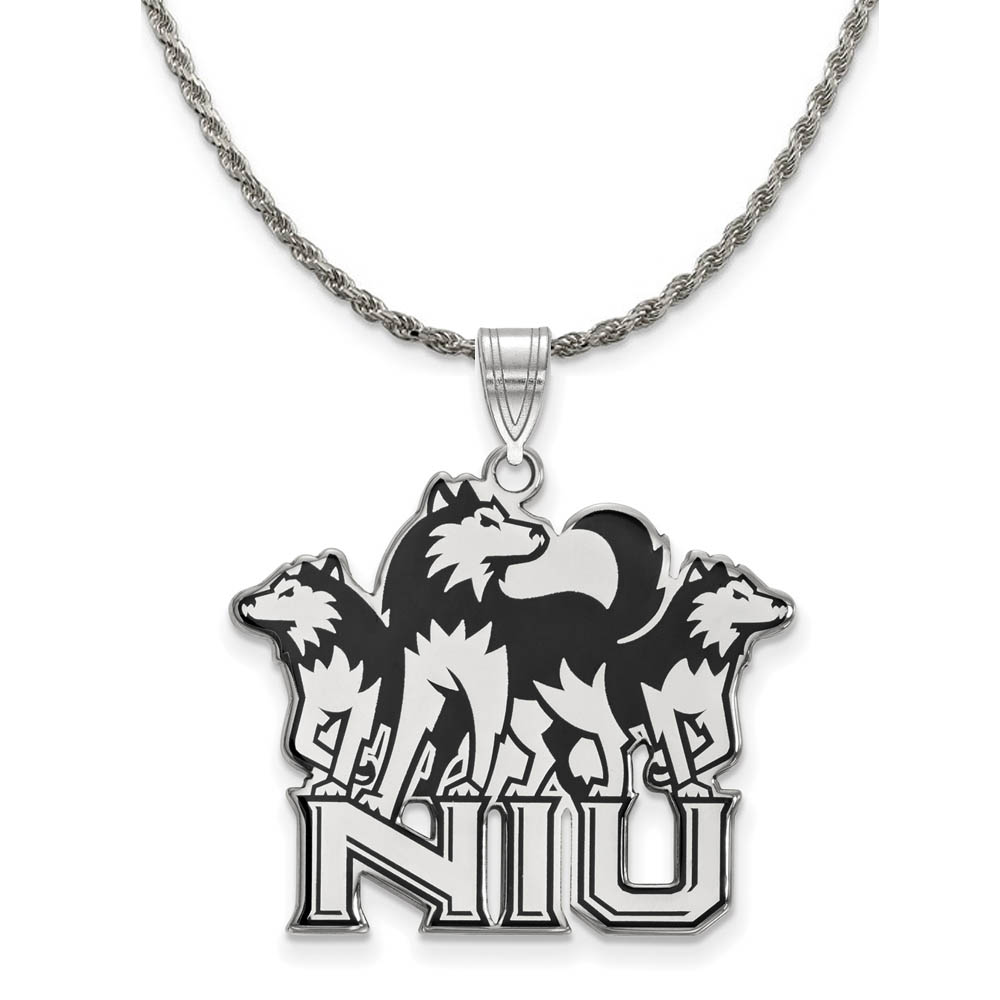 Sterling Silver Northern Illinois U. Enamel Necklace