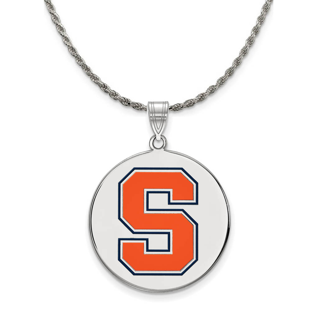 Sterling Silver Syracuse U. Enamel Disc Pendant Necklace