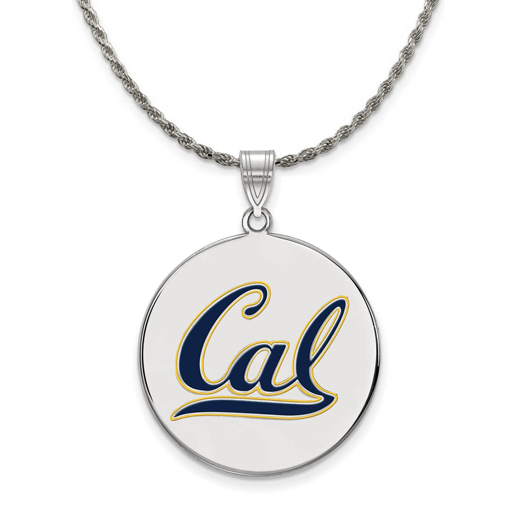 Sterling Silver California Berkeley Enamel 'Cal' Disc Necklace