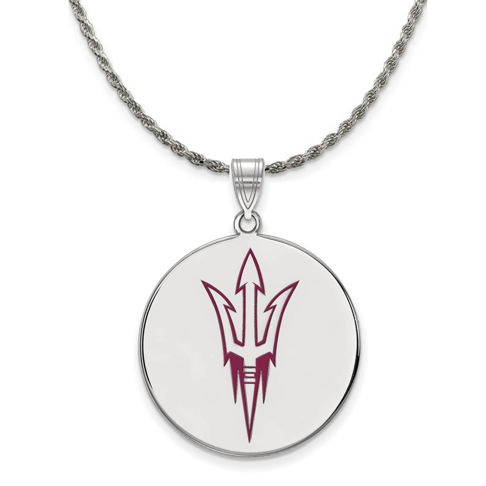 Sterling Silver Arizona State Enamel Logo Disc Necklace