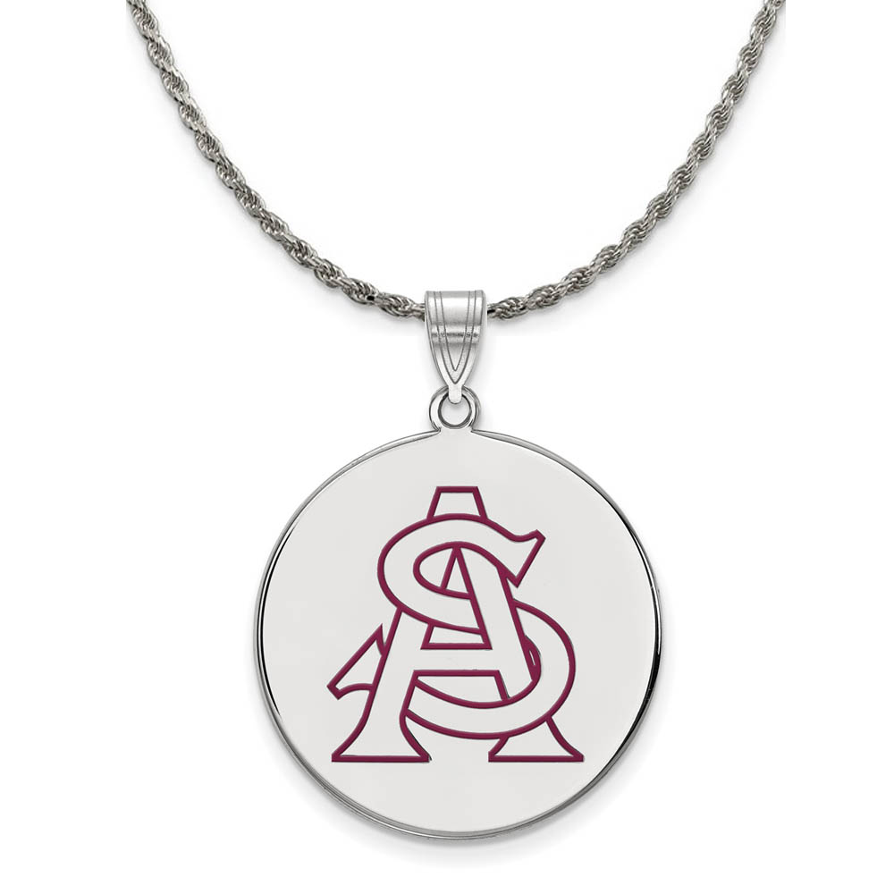 Sterling Silver Arizona State Enamel Disc Pendant Necklace