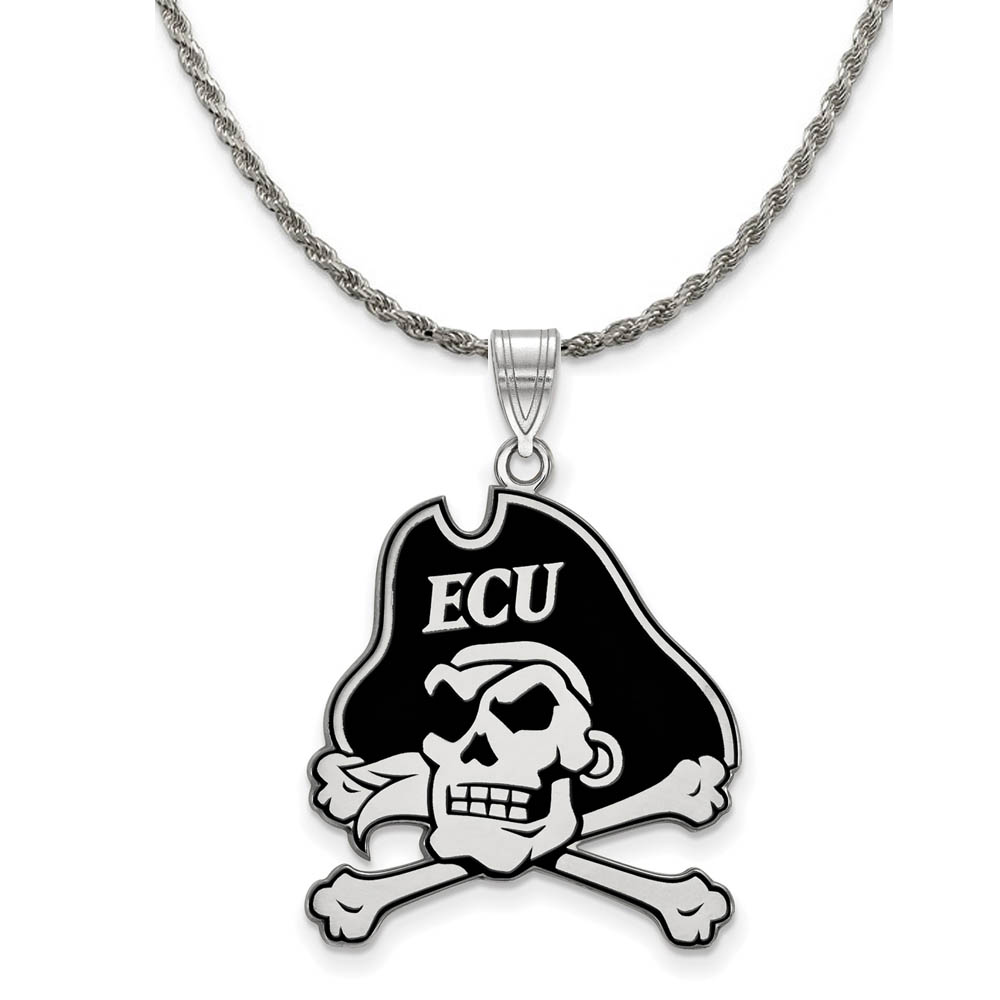 Sterling Silver East Carolina U Enamel Pendant Necklace