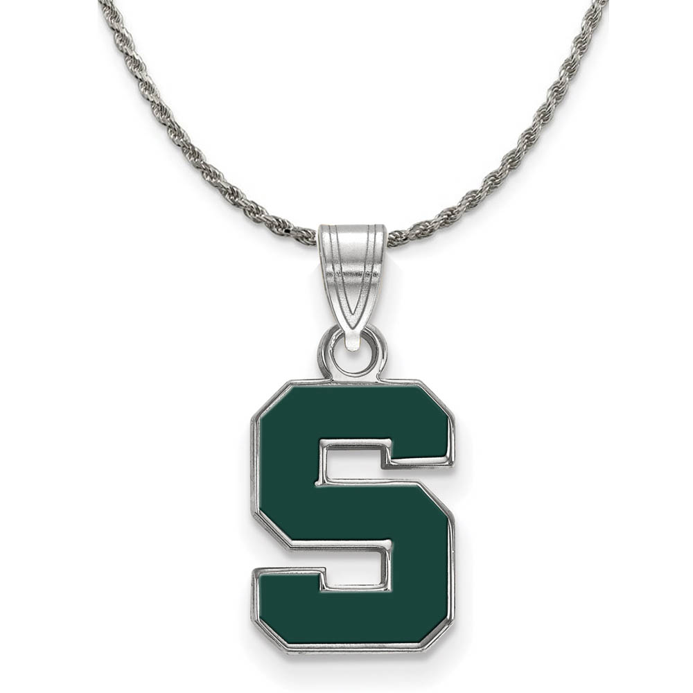 Sterling Silver Michigan State Enamel 'S' Necklace