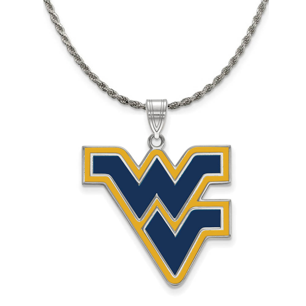 Sterling Silver West Virginia U. Enamel Pendant Necklace