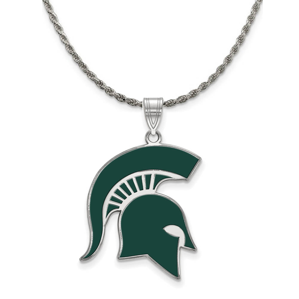 Sterling Silver Michigan State Enamel Pendant Necklace