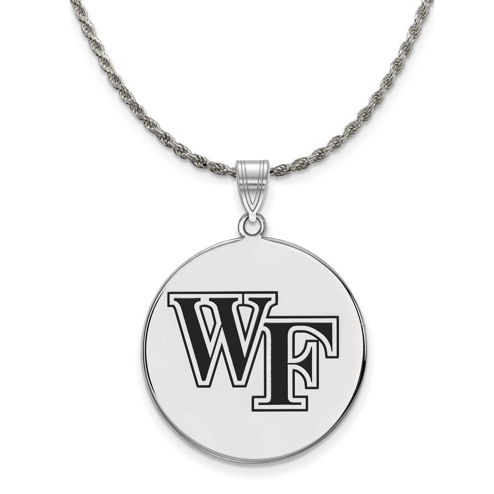 Sterling Silver Wake Forest U. Enamel 'WF' Disc Necklace