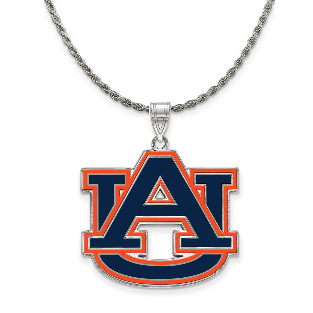 Sterling Silver Auburn U Enamel Pendant Necklace
