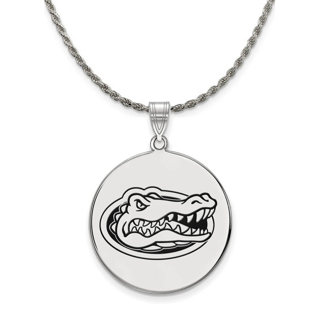 Sterling Silver U of Florida Enamel Logo Disc Necklace