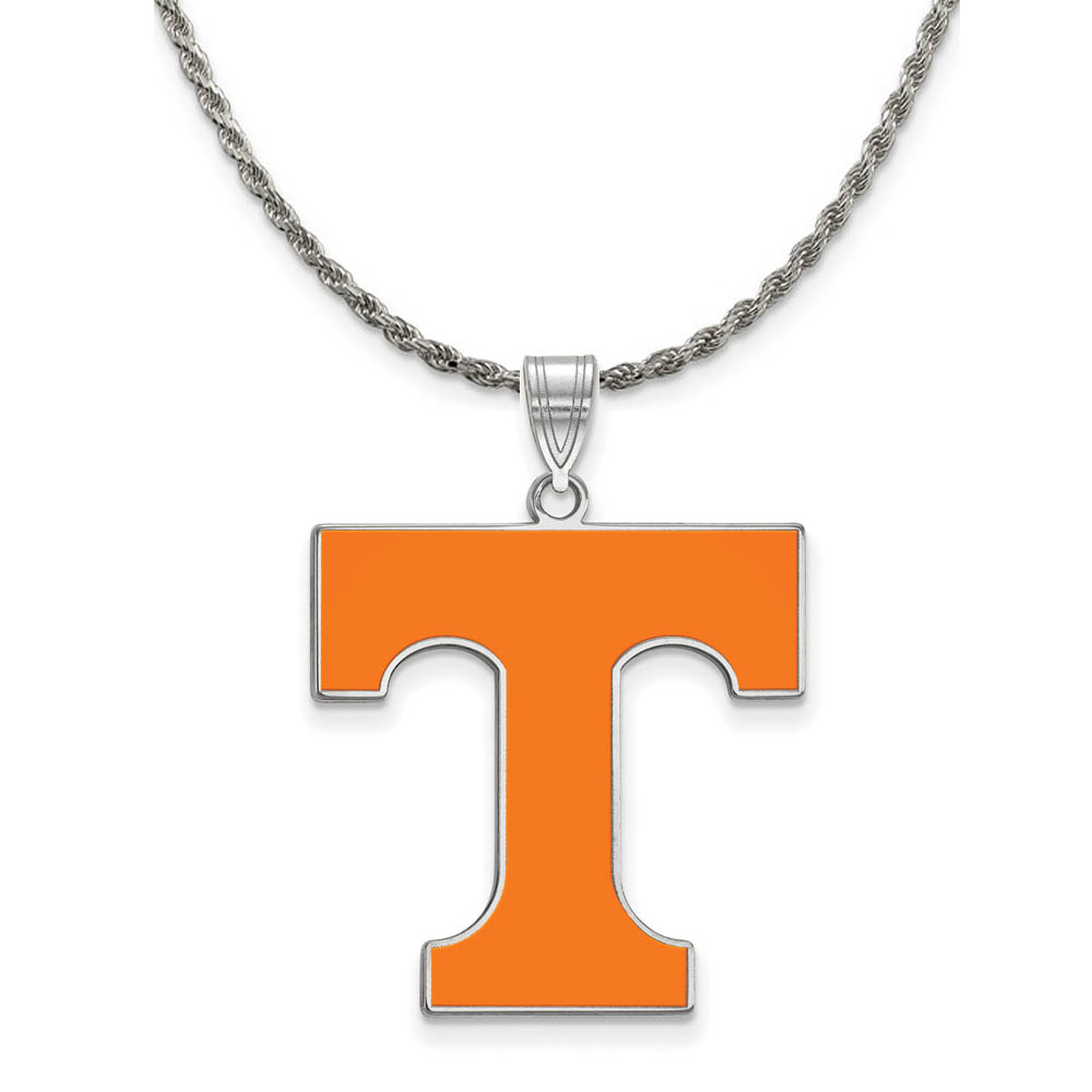 Sterling Silver U. of Tennessee Enamel 'T' Necklace