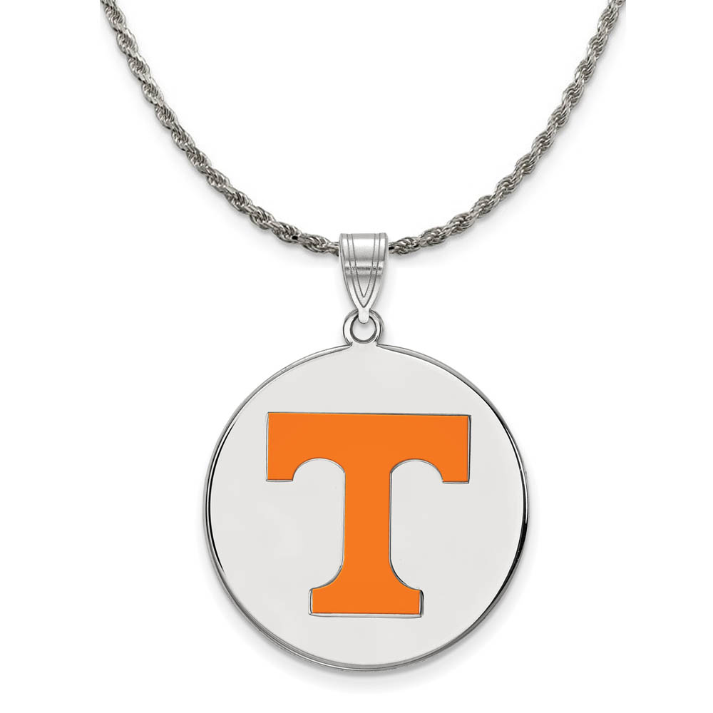 Sterling Silver U. of Tennessee Enamel 'T' Disc Necklace