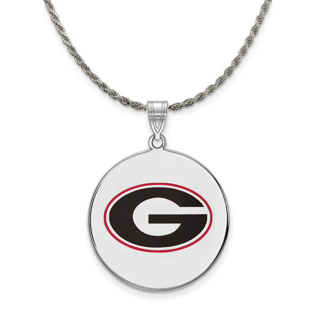 Sterling Silver U. of Georgia Enameled Pendant Necklace