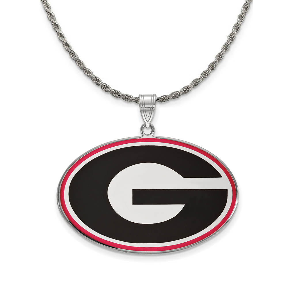 Sterling Silver U. of Georgia Enamel Pendant Necklace